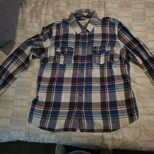 Aeropostale Blue Button-down  Plaid Cotton Shirt XL Long Sleeve Summer Light